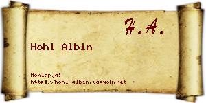 Hohl Albin névjegykártya